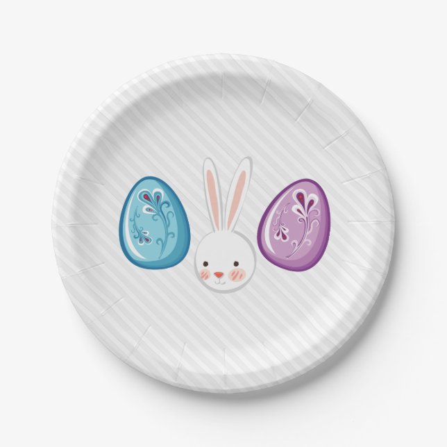 Cute Easter Bunnyy Egg Hunt & Brunch Paper Plates (Front)