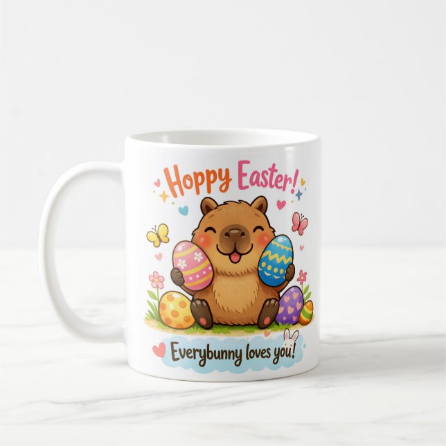 Cute Easter Capybara Eggs  Coffee Mug (Left)