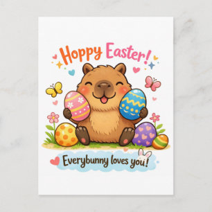 Cute Easter Capybara Eggs Postcard