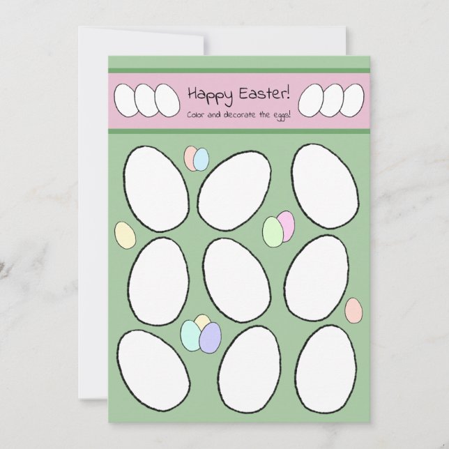 Cute Easter Card Easter Egg Coloring Activity (Front)