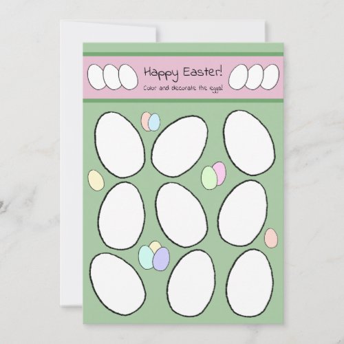 Cute Easter Card Easter Egg Coloring Activity