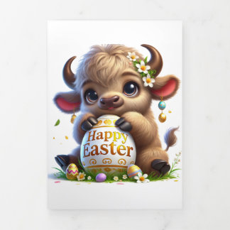 Cute Easter Card With Buffalo