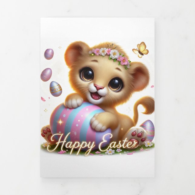 Cute Easter Card With Lion Cub (Cover)