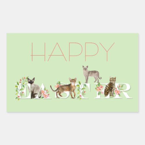 Cute Easter Cat Banner Happy Easter Sticker