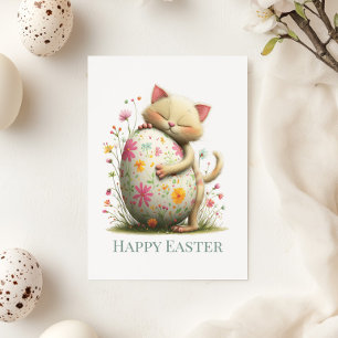 Cute Easter Cat Flat Greeting Card