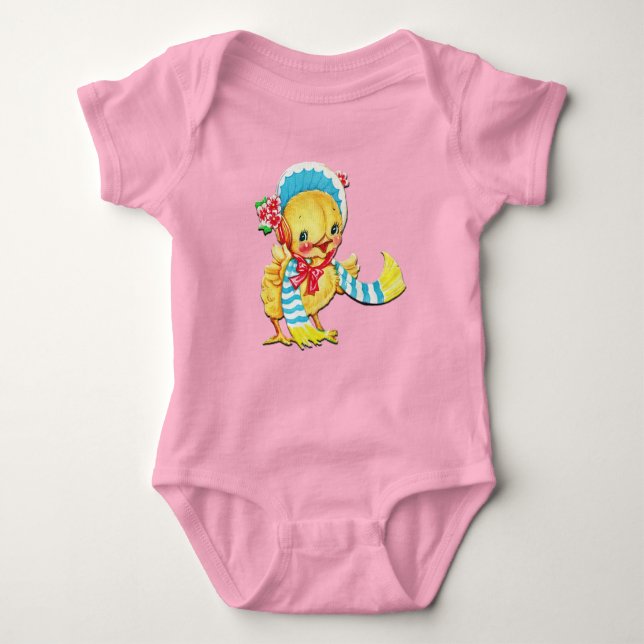 Cute Easter Chic Unisex Pink Baby Bodysuit (Front)