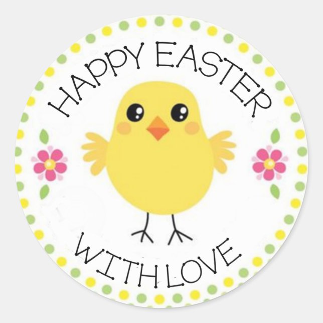 Cute Easter Chick Classic Round Sticker (Front)