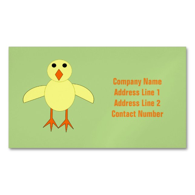 Cute Easter Chick Custom Business Card Magnet (Front)