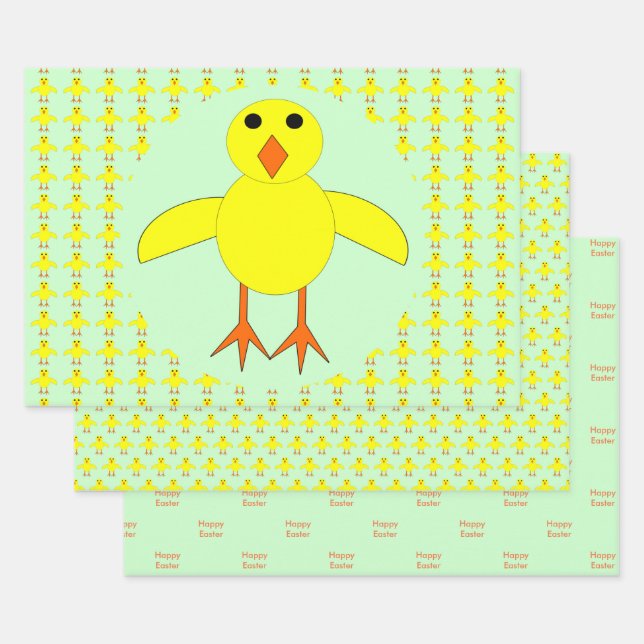 Cute Easter Chick Custom Wrapping Paper Sheets (Set)