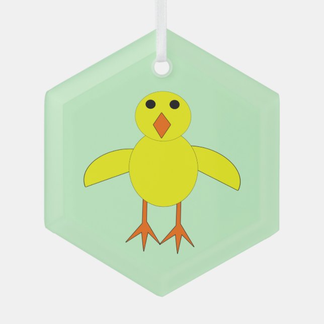 Cute Easter Chick Glass Ornament (Front)
