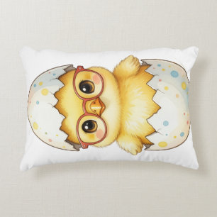 Cute Easter Chick Glasses Mimosa Bloom Accent Pillow