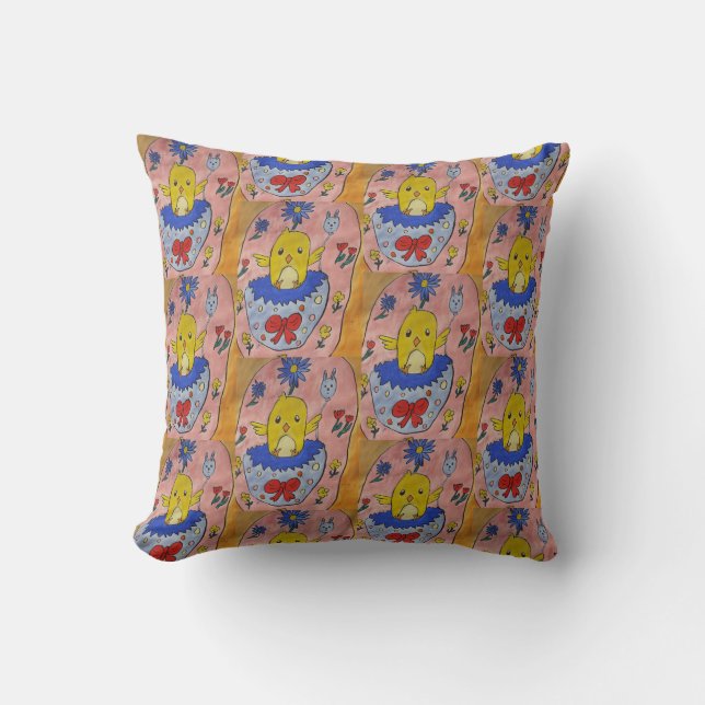 Cute Easter Chick Throw Cushion (Front)