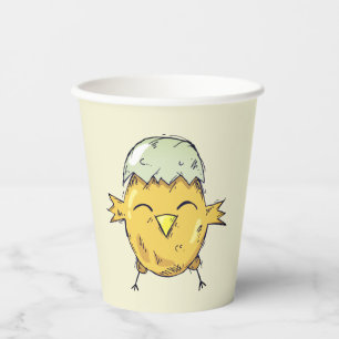 Cute Easter Chick with Eggshell Drawing Party Paper Cups