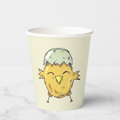 Cute Easter Chick with Eggshell Drawing Party Paper Cups