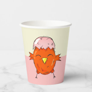 Cute Easter Chick with Eggshell Drawing Party Paper Cups