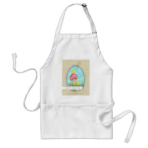 Cute Easter chick with mushroom Happy Easter Adult Apron