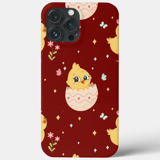 Cute Easter Chick with Pink Bow Seamless Pattern  Case-Mate iPhone Case (Back)