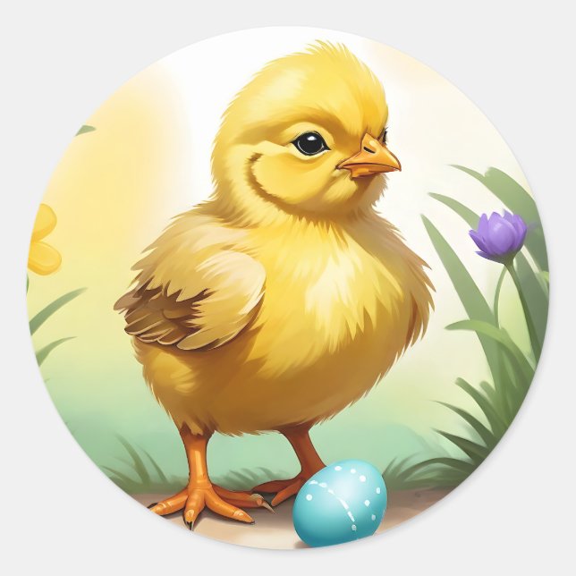 Cute Easter Chicken 1, Easter Classic Round Sticker (Front)