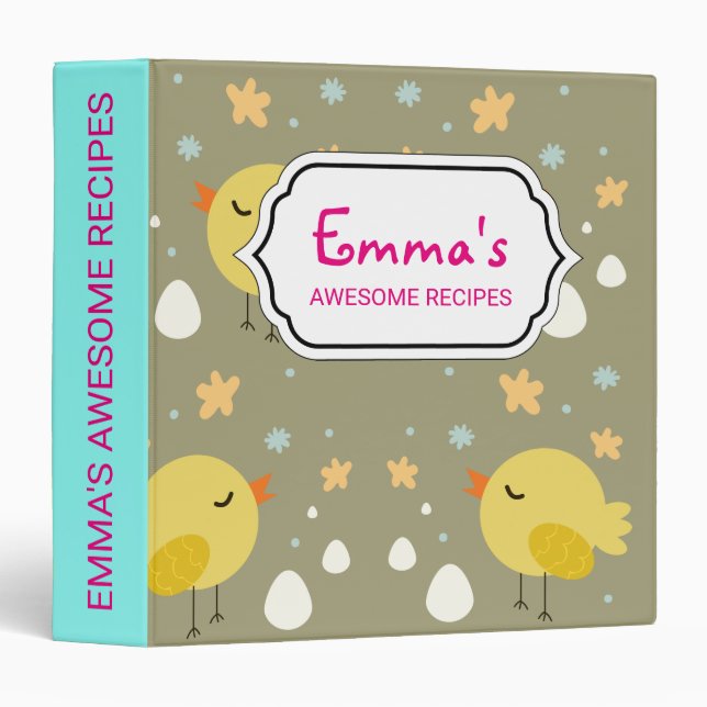 Cute easter chicks and little eggs pattern 3 ring binder (Front/Spine)