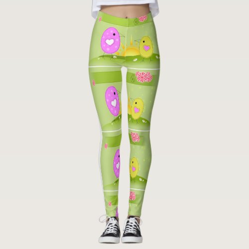 Cute Easter Chicks at Sunrise Leggings