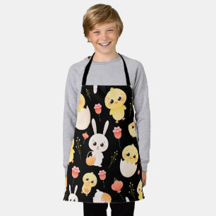 Cute Easter Chicks & Bunnies Seamless Pattern Apron