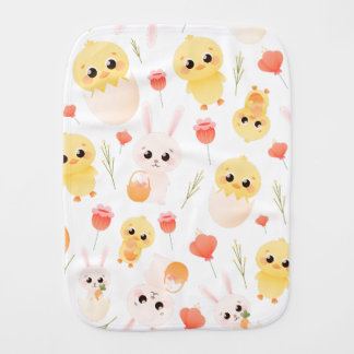 Cute Easter Chicks & Bunnies Seamless Pattern Baby Burp Cloth
