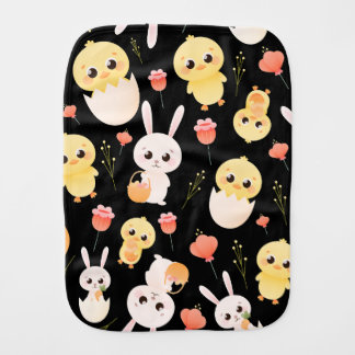 Cute Easter Chicks & Bunnies Seamless Pattern Baby Burp Cloth