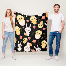 Cute Easter Chicks & Bunnies Seamless Pattern 