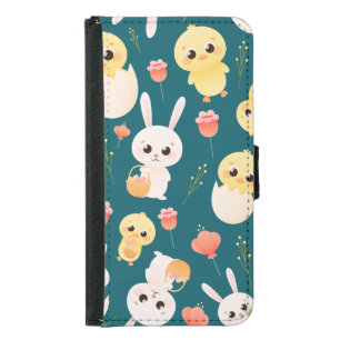 Cute Easter Chicks & Bunnies Seamless Pattern Samsung Galaxy S5 Wallet Case