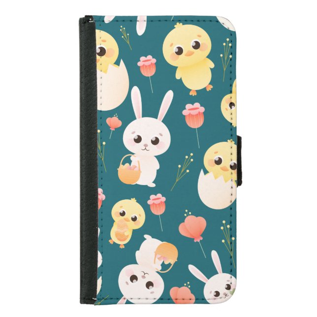 Cute Easter Chicks & Bunnies Seamless Pattern  Samsung Galaxy Wallet Case (Front)