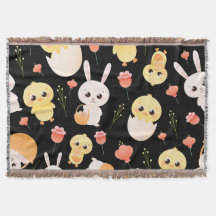 Cute Easter Chicks & Bunnies Seamless Pattern 