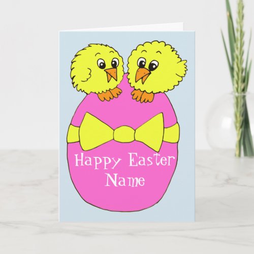 Cute Easter Chicks on Egg Card