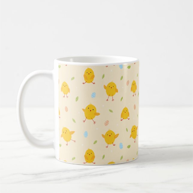 Cute Easter Chicks Pattern Coffee Mug (Left)