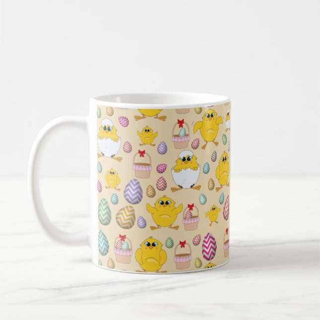 Cute Easter Chicks Pattern  Coffee Mug (Left)
