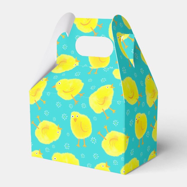 Cute Easter Chicks Pattern Favor Boxes (Front Side)