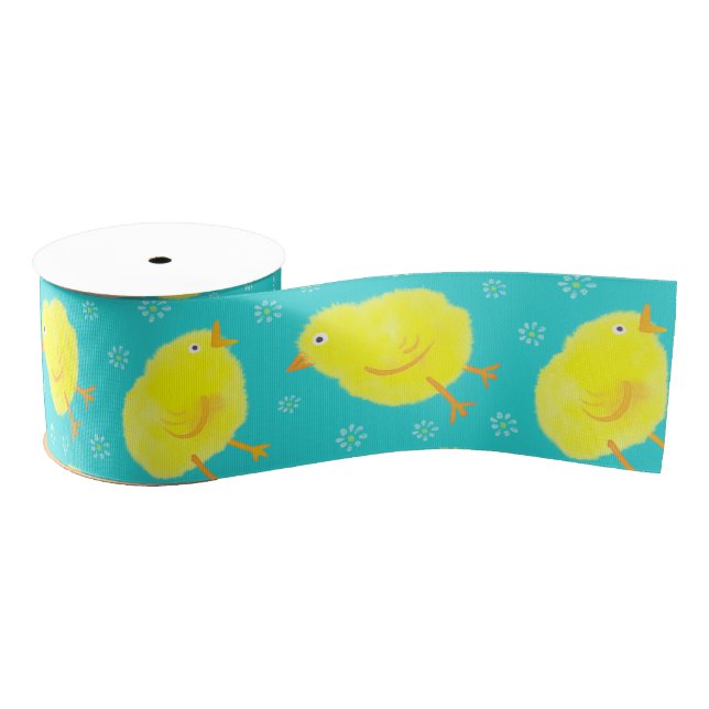 Cute Easter Chicks Pattern Grosgrain Ribbon (Spool)