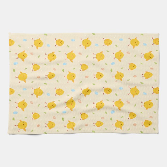 Cute Easter Chicks Pattern Kitchen Towel (Horizontal)