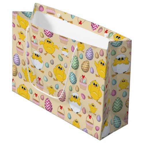 Cute Easter Chicks Pattern  Large Gift Bag