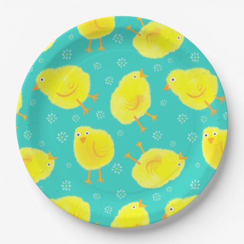 Cute Easter Chicks Pattern Paper Plates