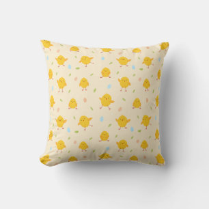 Cute Easter Chicks Pattern Throw Pillow