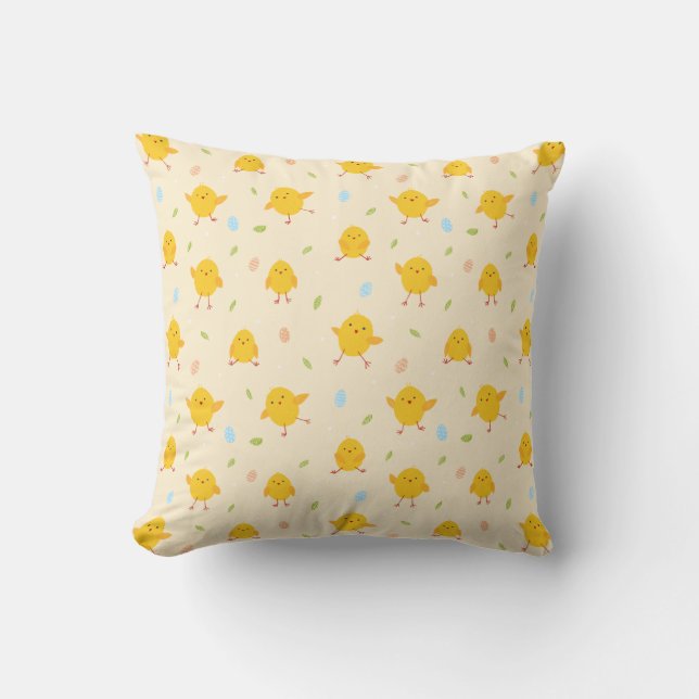 Cute Easter Chicks Pattern Throw Pillow (Front)