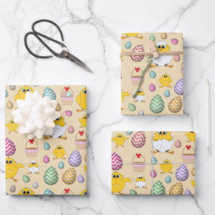 Cute Easter Chicks Pattern Wrapping Paper Sheets