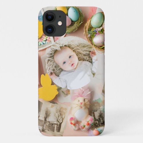Cute Easter collage scrapbook photo  iPhone 11 Case