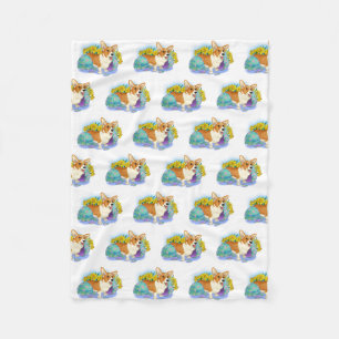 Cute Easter Corgi Fleece Blanket