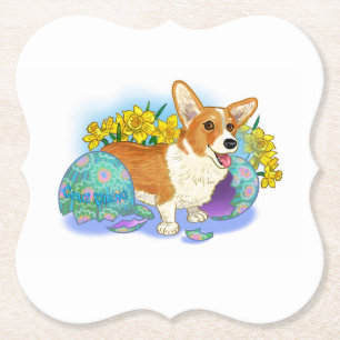 Cute Easter Corgi Paper Coaster