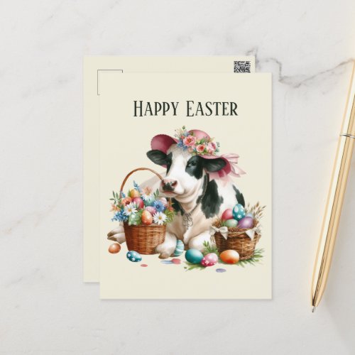 Cute Easter cow add text  Postcard