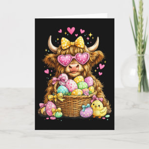 Cute Easter Cow With Eggs Bunny Farm Card