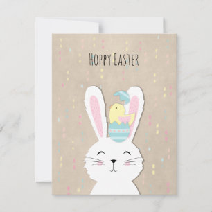 Cute Easter craft style bunny Holiday Card
