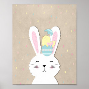 Cute Easter craft style bunny Poster