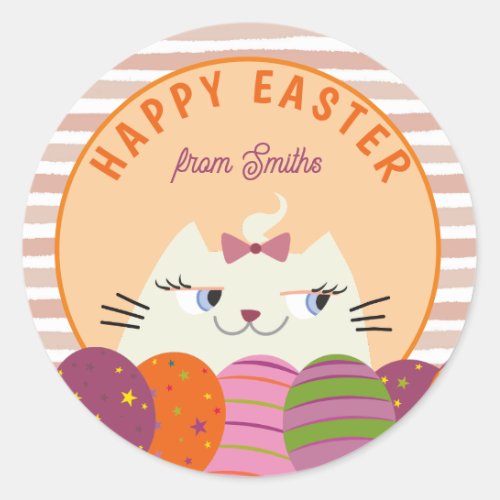 Cute Easter Cute Cat Classic Round Sticker